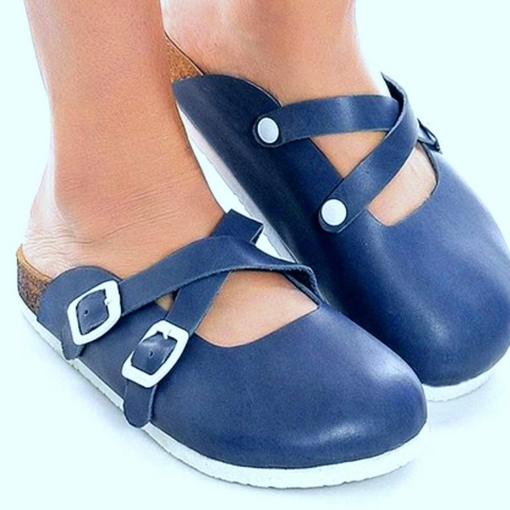 Moosefield leather cross strap clogs, 37